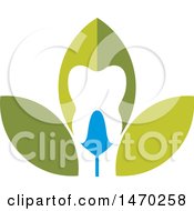 Poster, Art Print Of Green And Blue Leaf Tooth Design