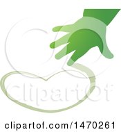 Poster, Art Print Of Green Childs Hand Drawing A Heart