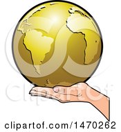 Poster, Art Print Of Hand Holding A Golden Earth