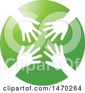 Poster, Art Print Of Green Circle With White Hands