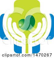 Poster, Art Print Of Pair Of Abstract Hands With A Heart And Cross