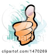 Clipart Of A Hand With A Thumb Print Over Blue Royalty Free Vector Illustration