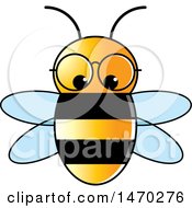 Clipart Of A Bee Wearing Glasses Royalty Free Vector Illustration