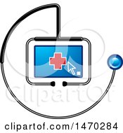 Poster, Art Print Of Stethoscope Around A Screen With A Cursor And Cross