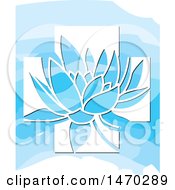 Poster, Art Print Of Water Lily Lotus Flower In A White Cross Over Blue