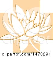 Poster, Art Print Of Water Lily Lotus Flower In An Orange Cross