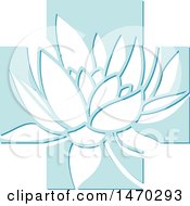 Poster, Art Print Of Water Lily Lotus Flower In A Blue Cross