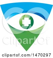 Poster, Art Print Of Blue And Green Shield With A Medical Cross In An Eye