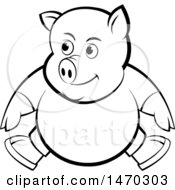 Clipart Of A Black And White Pig Wearing Clothes Royalty Free Vector Illustration by Lal Perera