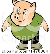 Poster, Art Print Of Pig Wearing A Green Shirt