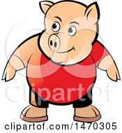 Poster, Art Print Of Pig Wearing A Red Shirt