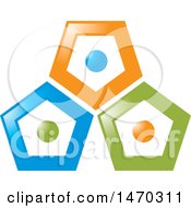 Clipart Of A Design Of Three Orange Green And Blue Pentagons Royalty Free Vector Illustration