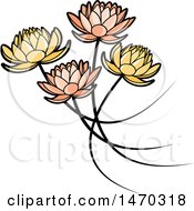 Poster, Art Print Of Five Water Lily Lotus Flowers