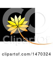 Poster, Art Print Of Golden Water Lily Lotus Flower Over A Black Square