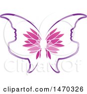 Poster, Art Print Of Floral Butterfly With Profiled Face Wings