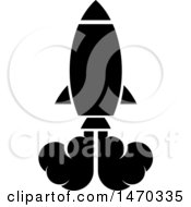 Clipart Of A Black And White Rocket Launching Royalty Free Vector Illustration