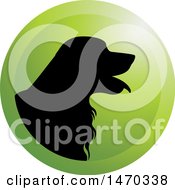Black Silhouetted Golden Retriever Dog In A Green Circle
