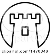 Clipart Of A Black And White Fortress Tower Icon Royalty Free Vector Illustration