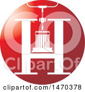 Clipart Of A White Grape Press Forming A Letter H In A Red Circle Royalty Free Vector Illustration by Lal Perera