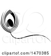 Clipart Of A Black And White Feather With A Heart Royalty Free Vector Illustration