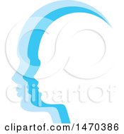 Clipart Of Blue Profiled Faces Royalty Free Vector Illustration
