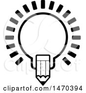 Clipart Of A Black And White Light Bulb And Pencil Royalty Free Vector Illustration
