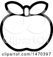 Clipart Of A Black And White Apple Outline Royalty Free Vector Illustration