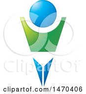 Clipart Of A Blue And Green Person Cheering Royalty Free Vector Illustration by Lal Perera
