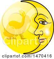 Clipart Of A Crescent Moon And Silhouetted Rabbit Royalty Free Vector Illustration