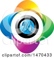 Poster, Art Print Of Colorful Clock With 24 On The Face