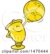 Poster, Art Print Of Trophy Mascot Holding Up A Globe
