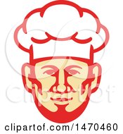 Poster, Art Print Of Retro Male Chef Face With A Toque Hat