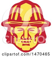Poster, Art Print Of Retro Fireman Face