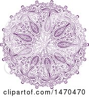 Clipart Of A Purple Paisley Patterned Mandala Royalty Free Vector Illustration