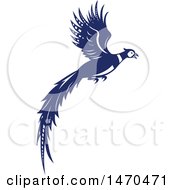 Poster, Art Print Of Blue And White Flying Pheasant Bird