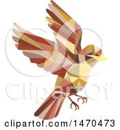 Poster, Art Print Of Flying Sparrow Bird In Low Polygon Style