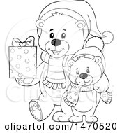Poster, Art Print Of Father And Son Teddy Bear Carrying A Christmas Gift