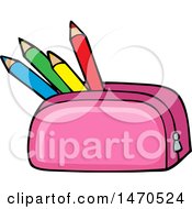 Clipart Of A Pencil Pouch Royalty Free Vector Illustration