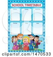Clipart Of A School Timetable With Students Royalty Free Vector Illustration