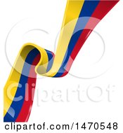 Diagonal Colombia Flag Ribbon On White