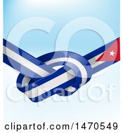 Poster, Art Print Of Knotted Cuban Ribbon Flag Over Blue