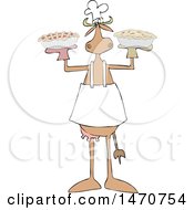 Clipart Of A Baker Cow Holding Pies Royalty Free Vector Illustration