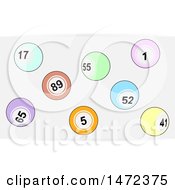 Clipart Of A Background Of Numbered Balls On A Gray Panel Over White Royalty Free Vector Illustration