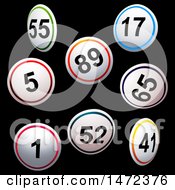 Clipart Of A Background Of 3d Numbered Balls On Black Royalty Free Vector Illustration
