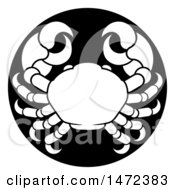 Poster, Art Print Of Zodiac Horoscope Astrology Cancer Crab Circle Design In Black And White