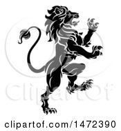 Poster, Art Print Of Black And White Rampant Lion