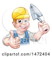 Poster, Art Print Of White Male Mason Worker Holding A Trowel And Giving A Thumb Up