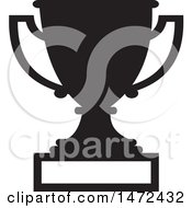 Clipart Of A Black Silhouetted Trophy Cup With A Blank Plate Royalty Free Vector Illustration by Johnny Sajem