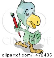 Poster, Art Print Of Parrot Holding A Paintbrush