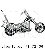 Poster, Art Print Of Black And White Chopper Motorcycle